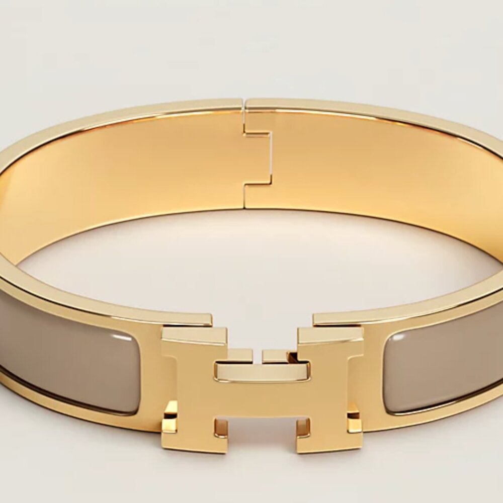 Hermes Gold and Taupe Bracelet size Pm